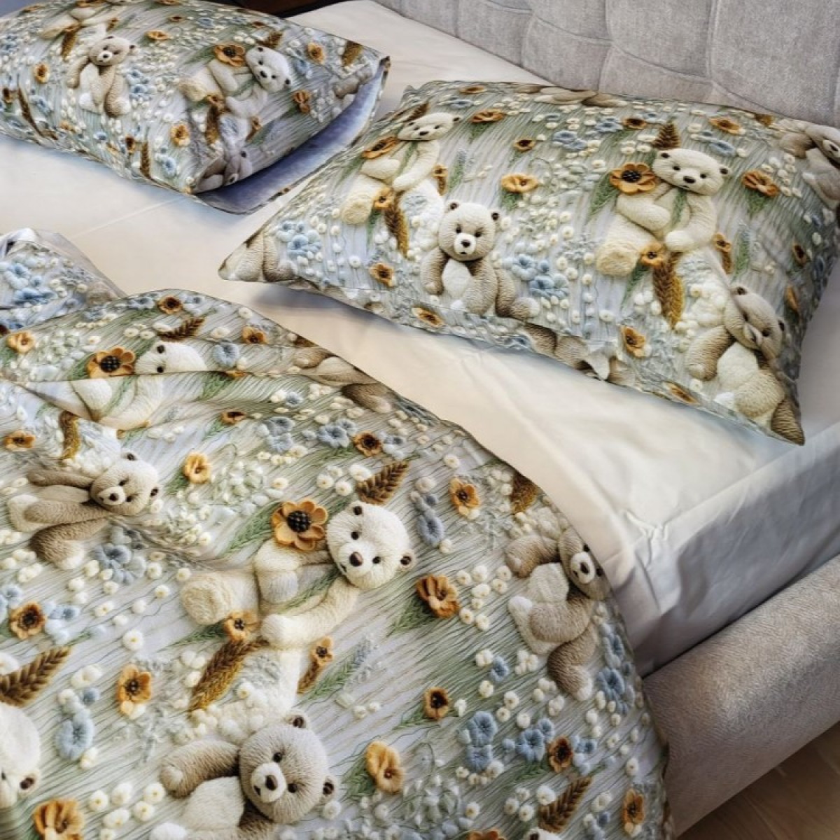 Постіль з бавовни cotton 5D Ведмедик плюшевий (молочний) в Leron - фото